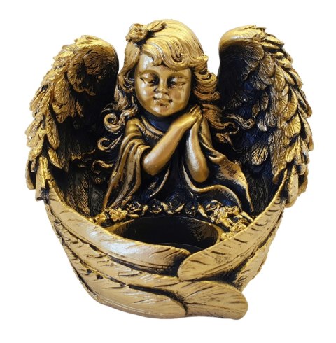 ZŁOTA FIGURKA ANIOŁ NA TEALIGHTY DEKORACJA ANIOŁEK 11x14x12 ZŁOTA FIGURKA ANIOŁ NA TEALIGHTY DEKORACJA ANIOŁEK 11x14x12