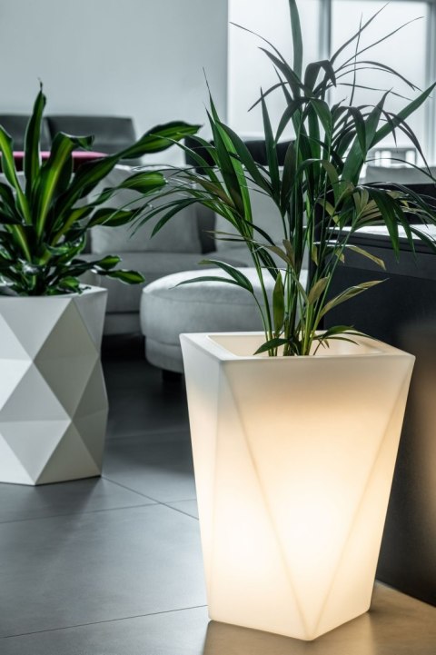 Designerska donica VASO biała z oświetleniem Designerska donica VASO biała z oświetleniem