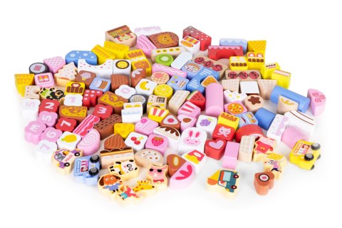 Drewniane klocki edukacyjne zestaw - Cukierkowe miasto 116 el. ECOTOYS Drewniane klocki edukacyjne zestaw - Cukierkowe miasto 116 el. ECOTOYS