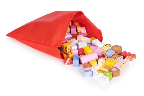 Drewniane klocki edukacyjne zestaw - Cukierkowe miasto 116 el. ECOTOYS Drewniane klocki edukacyjne zestaw - Cukierkowe miasto 116 el. ECOTOYS