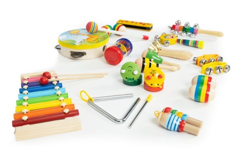 Zestaw drewnianych instrumentów dla dzieci 14 instrumentów ECOTOYS Zestaw drewnianych instrumentów dla dzieci 14 instrumentów ECOTOYS