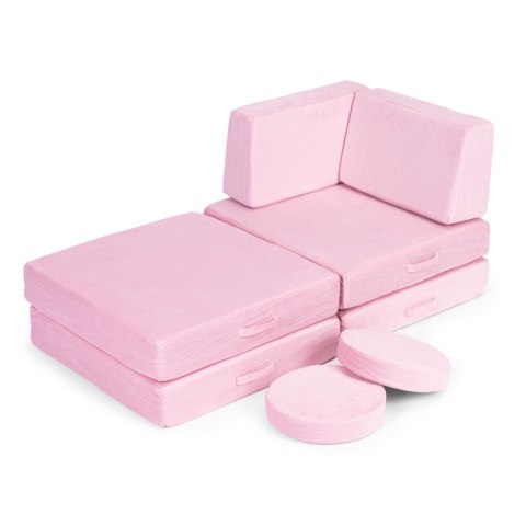 Sofa modułowa duża składana dla dzieci DIY 8 miękkich poduch - różowa ECOTOYS Sofa modułowa duża składana dla dzieci DIY 8 miękkich poduch - różowa ECOTOYS