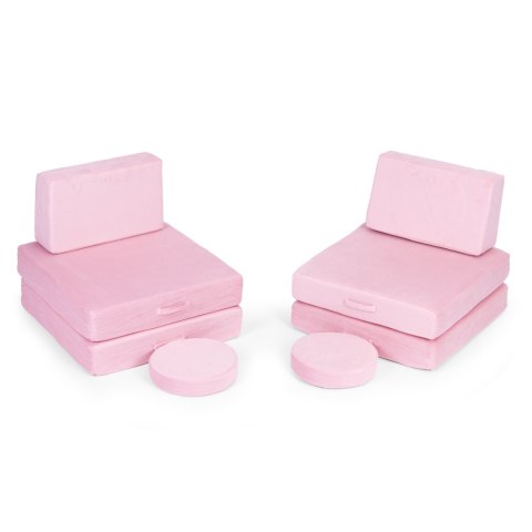 Sofa modułowa duża składana dla dzieci DIY 8 miękkich poduch - różowa ECOTOYS Sofa modułowa duża składana dla dzieci DIY 8 miękkich poduch - różowa ECOTOYS