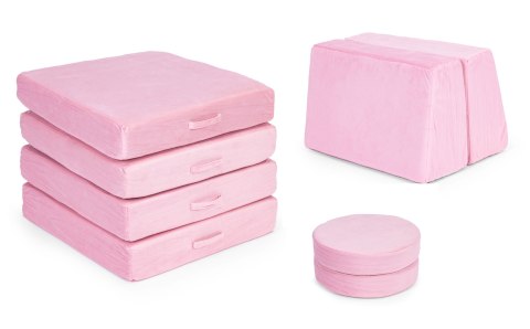 Sofa modułowa duża składana dla dzieci DIY 8 miękkich poduch - różowa ECOTOYS Sofa modułowa duża składana dla dzieci DIY 8 miękkich poduch - różowa ECOTOYS