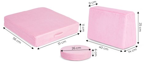 Sofa modułowa duża składana dla dzieci DIY 8 miękkich poduch - różowa ECOTOYS Sofa modułowa duża składana dla dzieci DIY 8 miękkich poduch - różowa ECOTOYS