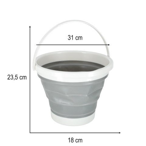 Wiadro silikonowe składane na camping grzyby ryby 10 L szary Wiadro silikonowe składane na camping grzyby ryby 10 L szary