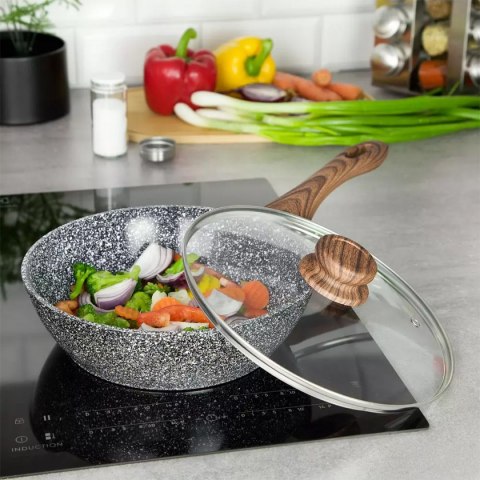 WOK GRANITOWY 24cm GRANIT WOOD KINGHOFF KH-1583 WOK GRANITOWY 24cm GRANIT WOOD KINGHOFF KH-1583