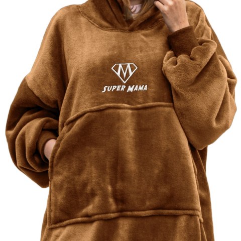 Bluzair SUPER MAMA - Bluza koc - Toffee - prezent dla mamy - dzień matki