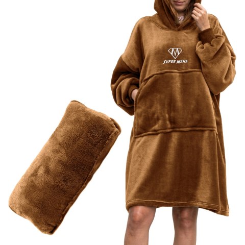 Bluzair SUPER MAMA - Bluza koc - Toffee - prezent dla mamy - dzień matki