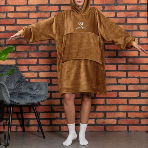 Bluzair SUPER MAMA - Bluza koc - Toffee - prezent dla mamy - dzień matki