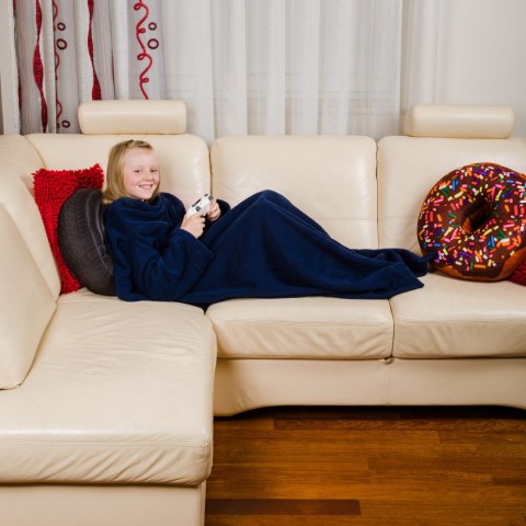 Kocyko - szlafrok Junior Granatowy koc z rękawami Kocyko - szlafrok Junior Granatowy koc z rękawami