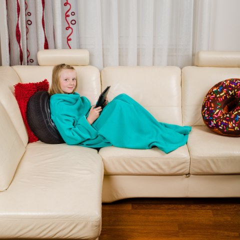 Kocyko - szlafrok Junior Miętowy koc z rękawami Kocyko - szlafrok Junior Miętowy koc z rękawami