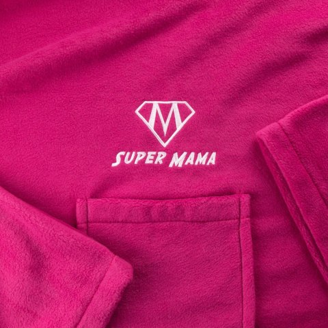 Kocyko-szlafrok SUPER MAMA - Fuksja - prezent dla mamy - na dzień matki