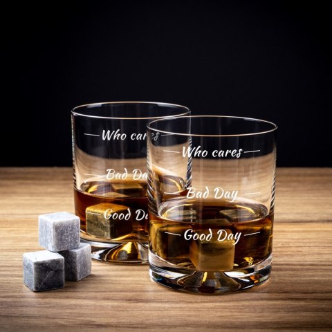 Etui na whisky ze szklankami Who cares męża niego