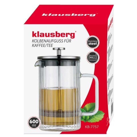 ZAPARZACZ TŁOKOWY DO KAWY/HERBATY TERMICZNY 600ml KLAUSBERG KB-7757 ZAPARZACZ TŁOKOWY DO KAWY/HERBATY TERMICZNY 600ml KLAUSBERG KB-7757