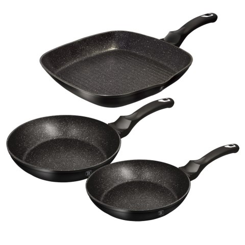 ZESTAW 3 PATELNI GRANITOWYCH BERLINGER HAUS BH-6157 BLACK SILVER ZESTAW 3 PATELNI GRANITOWYCH BERLINGER HAUS BH-6157 BLACK SILVER