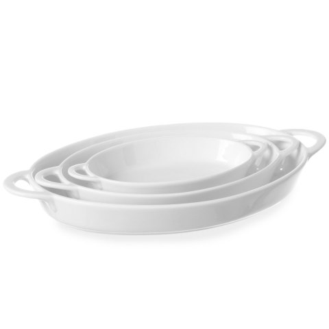 Półmisek do zapiekania owalny z uchwytami 270x180x40mm biała porcelana - Hendi 784020 Półmisek do zapiekania owalny z uchwytami 270x180x40mm biała porcelana - Hendi 784020