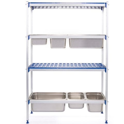 Regał magazynowy gastronomiczny do kuchni aluminiowy na pojemniki GN1/1 szer. 112cm Regał magazynowy gastronomiczny do kuchni aluminiowy na pojemniki GN1/1 szer. 112cm