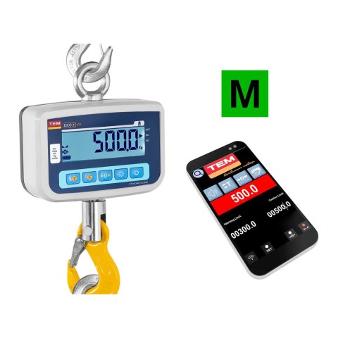 Waga hakowa wisząca magazynowa zalegalizowana bluetooth CEKO+ TEM 500kg / 200g Waga hakowa wisząca magazynowa zalegalizowana bluetooth CEKO+ TEM 500kg / 200g