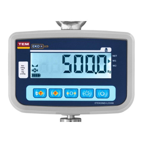 Waga hakowa wisząca magazynowa zalegalizowana bluetooth CEKO+ TEM 500kg / 200g Waga hakowa wisząca magazynowa zalegalizowana bluetooth CEKO+ TEM 500kg / 200g