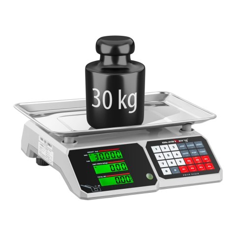 Waga spożywcza sklepowa licząca z pamięcią i funkcją liczenia sztuk SBS-PW-301CB 30kg / 1g Waga spożywcza sklepowa licząca z pamięcią i funkcją liczenia sztuk SBS-PW-301CB 30kg / 1g