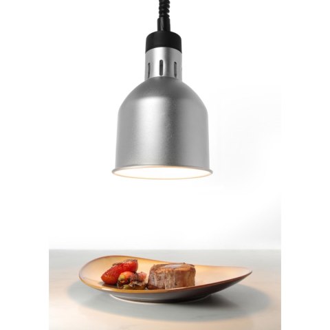 Lampa do podgrzewania potraw - wisząca cylindryczna stożkowa srebrna 250W Lampa do podgrzewania potraw - wisząca cylindryczna stożkowa srebrna 250W