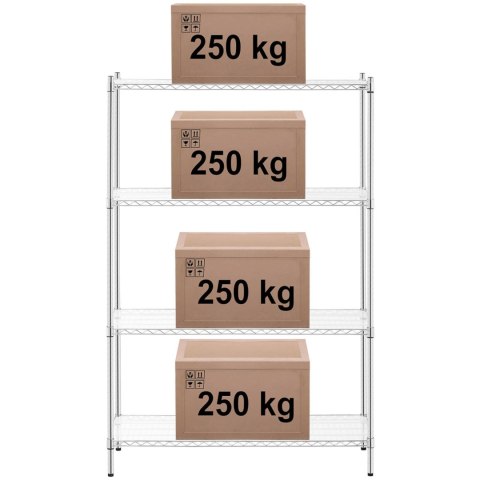Regał warsztatowy chromowany ażurowy 4 półki + 4 maty do 1 t 1000 kg 120x45x180 cm Regał warsztatowy chromowany ażurowy 4 półki + 4 maty do 1 t 1000 kg 120x45x180 cm