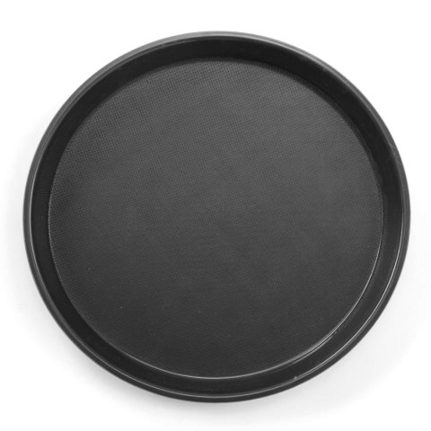 Taca kelnerska antypoślizgowa odporna okrągła z rantem śr. 32cm - czarna Taca kelnerska antypoślizgowa odporna okrągła z rantem śr. 32cm - czarna