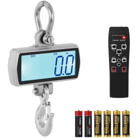 Waga hakowa wisząca magazynowa z pilotem duży wyświetlacz LCD do 1T 1000 / 0.5 kg Waga hakowa wisząca magazynowa z pilotem duży wyświetlacz LCD do 1T 1000 / 0.5 kg