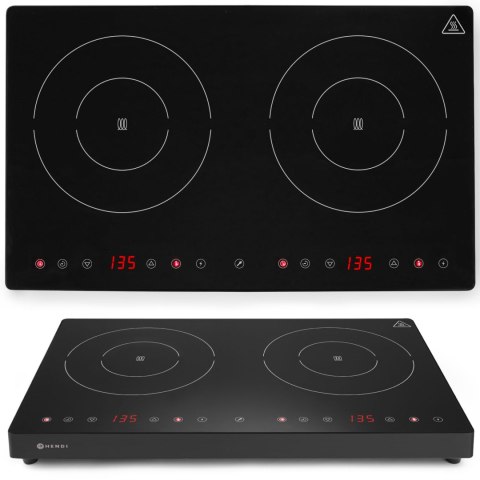 Kuchenka indukcyjna nastawna z panelem dotykowym 2 pola grzewcze Black Line śr. 22 cm 3500 W - Hendi 239414 Kuchenka indukcyjna nastawna z panelem dotykowym 2 pola grzewcze Black Line śr. 22 cm 3500 W - Hendi 239414