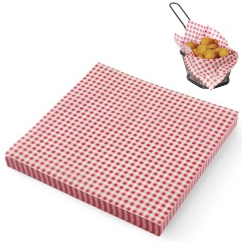 Papier pergaminowy do przekąsek frytek nadruk KRATKA 500 szt. 306x305 mm - Hendi 678176 Papier pergaminowy do przekąsek frytek nadruk KRATKA 500 szt. 306x305 mm - Hendi 678176