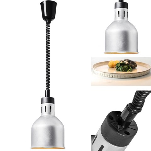 Lampa grzewcza do potraw na podczerwień IR wisząca srebrna śr. 17.5 cm 250 W Lampa grzewcza do potraw na podczerwień IR wisząca srebrna śr. 17.5 cm 250 W
