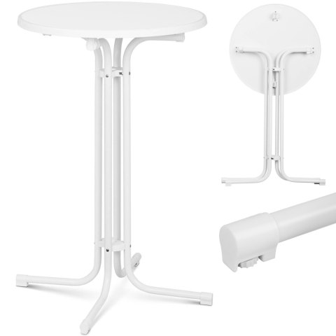Stół stolik barowy okrągły wysoki składany śr. 70 cm wys. 110 cm biały Stół stolik barowy okrągły wysoki składany śr. 70 cm wys. 110 cm biały