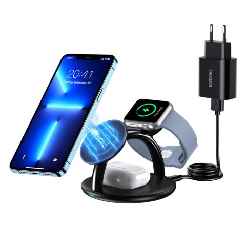 Indukcyjna stacja ładująca do iPhone AirPods Pro Apple Watch 3w1 czarny Indukcyjna stacja ładująca do iPhone AirPods Pro Apple Watch 3w1 czarny
