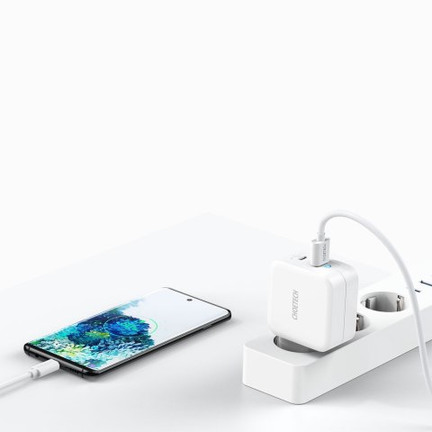 Szybka ładowarka sieciowa GaN USB Typ C PD USB-A QC3.0 65W 3.25A biały Szybka ładowarka sieciowa GaN USB Typ C PD USB-A QC3.0 65W 3.25A biały
