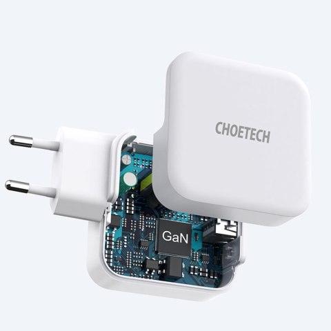 Szybka ładowarka sieciowa GaN USB Typ C PD USB-A QC3.0 65W 3.25A biały Szybka ładowarka sieciowa GaN USB Typ C PD USB-A QC3.0 65W 3.25A biały