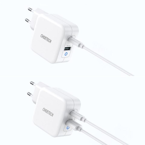 Szybka ładowarka sieciowa GaN USB Typ C PD USB-A QC3.0 65W 3.25A biały Szybka ładowarka sieciowa GaN USB Typ C PD USB-A QC3.0 65W 3.25A biały