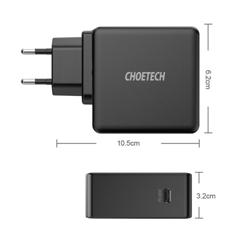 Szybka ładowarka sieciowa USB Typ C PD 60W 3A czarny Szybka ładowarka sieciowa USB Typ C PD 60W 3A czarny