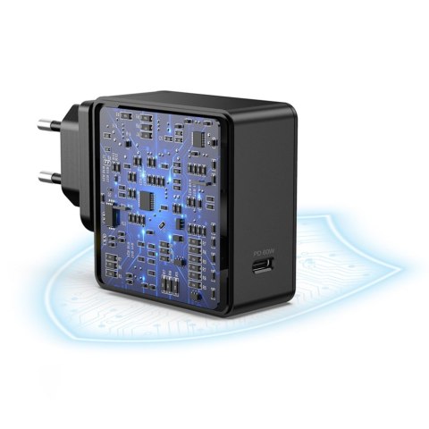 Szybka ładowarka sieciowa USB Typ C PD 60W 3A czarny Szybka ładowarka sieciowa USB Typ C PD 60W 3A czarny