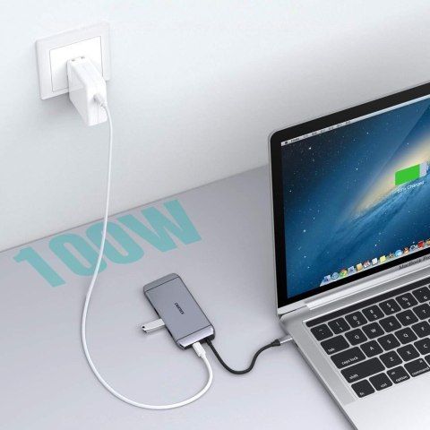 Wielofunkcyjny HUB USB czytnik kart SD i TF HDMI 4K VGA Full HD RJ45 9w1 szary Wielofunkcyjny HUB USB czytnik kart SD i TF HDMI 4K VGA Full HD RJ45 9w1 szary