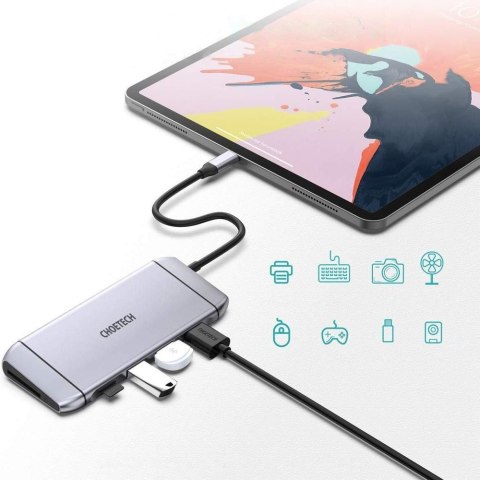 Wielofunkcyjny HUB USB czytnik kart SD i TF HDMI 4K VGA Full HD RJ45 9w1 szary Wielofunkcyjny HUB USB czytnik kart SD i TF HDMI 4K VGA Full HD RJ45 9w1 szary