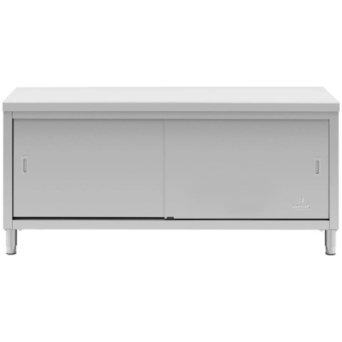 Stół blat roboczy centralny z szafką drzwi suwane 180 x 70 x 85 cm Stół blat roboczy centralny z szafką drzwi suwane 180 x 70 x 85 cm