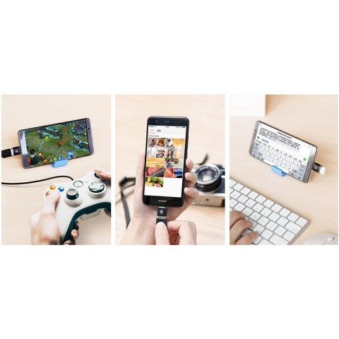 Adapter przejściówka ze złącza USB na USB-C OTG - czarny Adapter przejściówka ze złącza USB na USB-C OTG - czarny