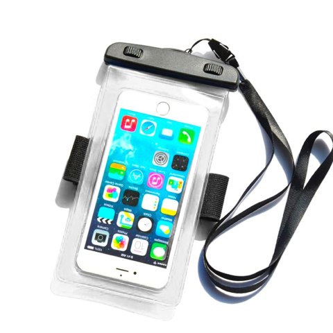 Wodoodporny pokrowiec etui do telefonu z opaską armband PVC - przezroczyste Wodoodporny pokrowiec etui do telefonu z opaską armband PVC - przezroczyste