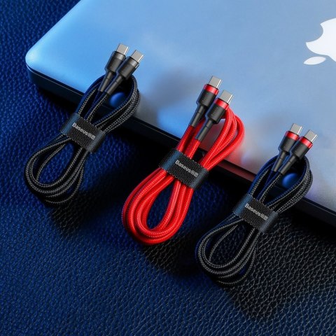 Wytrzymały kabel przewód w oplocie USB-C do USB-C QC3 1m - czerwony