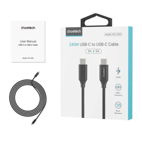 Kabel przewód do ładowania i transmisji danych USB-C 2m - czarny Kabel przewód do ładowania i transmisji danych USB-C 2m - czarny