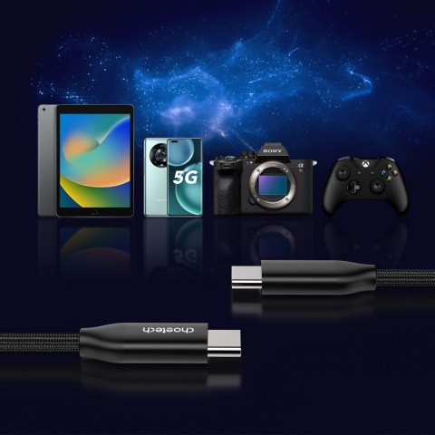 Kabel przewód do ładowania i transmisji danych USB-C 2m - czarny Kabel przewód do ładowania i transmisji danych USB-C 2m - czarny