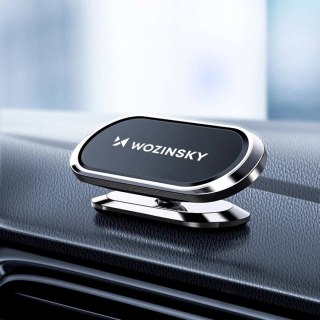 Samoprzylepny magnetyczny uchwyt samochodowy obrotowy 360 na deskę rozdzielczą srebrny