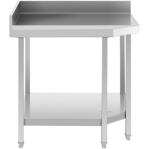 Stół blat roboczy narożny z rantem stalowy nierdzewny z półką 90x90x70cm Stół blat roboczy narożny z rantem stalowy nierdzewny z półką 90x90x70cm
