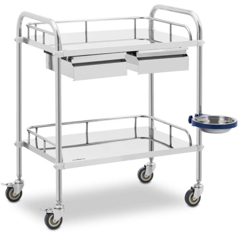 Wózek laboratoryjny zabiegowy kosmetyczny ze stali 2 półki 2 szuflady 65 x 60 x 86 cm 20 kg Wózek laboratoryjny zabiegowy kosmetyczny ze stali 2 półki 2 szuflady 65 x 60 x 86 cm 20 kg